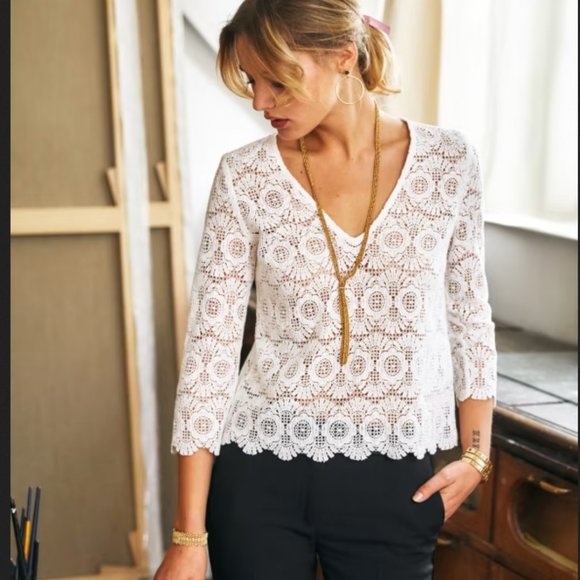 Sezane Tops - Sezane White Colette Blouse - Size 8/42